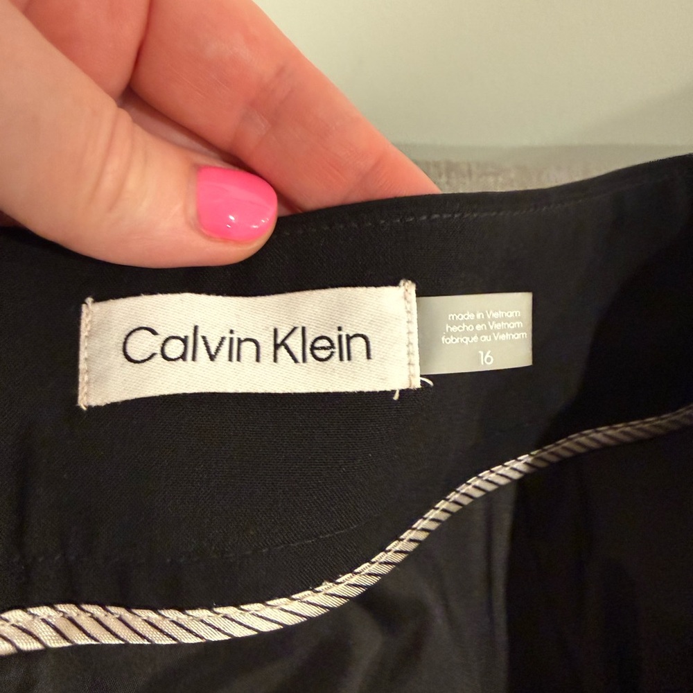 Calvin Klein Black Top with White Piped Trim